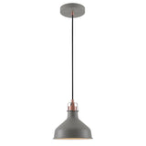 Elegant Sand Grey & Copper Pendant Light - E27, Adjustable Drop