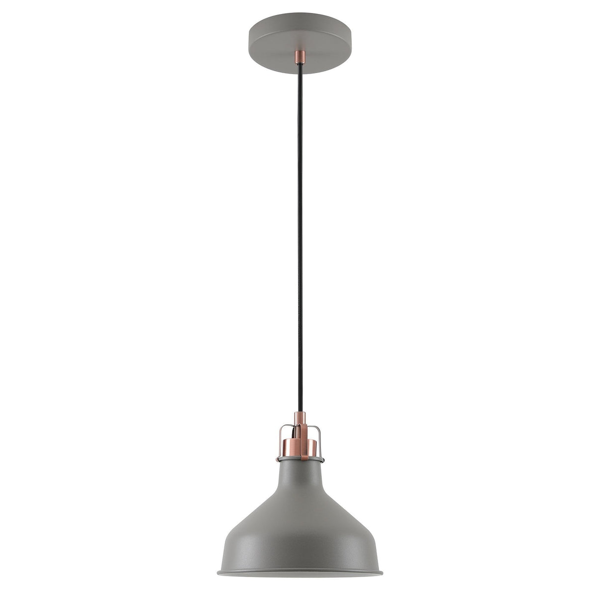 Elegant Sand Grey & Copper Pendant Light - E27, Adjustable Drop