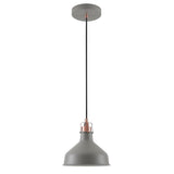 Elegant Sand Grey & Copper Pendant Light - E27, Adjustable Drop