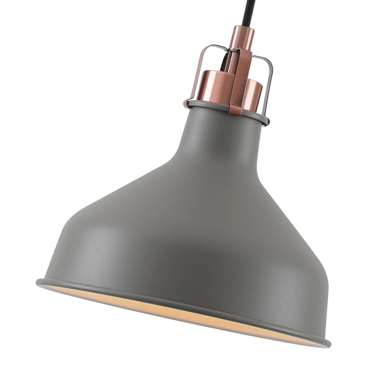 Elegant Sand Grey & Copper Pendant Light - E27, Adjustable Drop