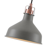 Elegant Sand Grey & Copper Pendant Light - E27, Adjustable Drop