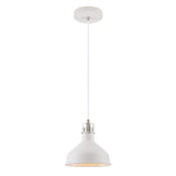 Modern Elegance: White and Satin Nickel Pendant Light, Adjustable Drop