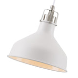 Modern Elegance: White and Satin Nickel Pendant Light, Adjustable Drop