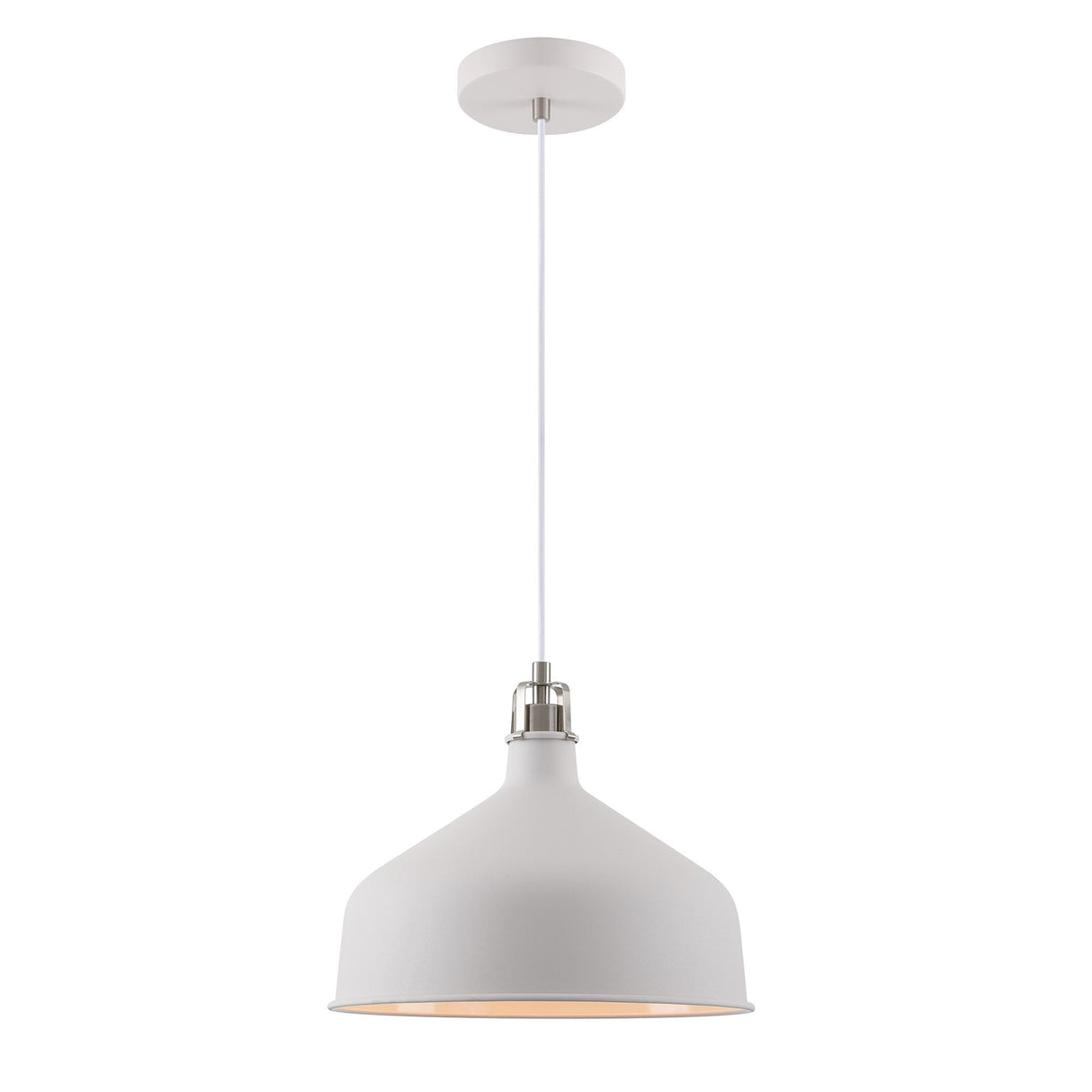 Modern Elegance Pendant Light, Sand White & Satin Nickel Finish