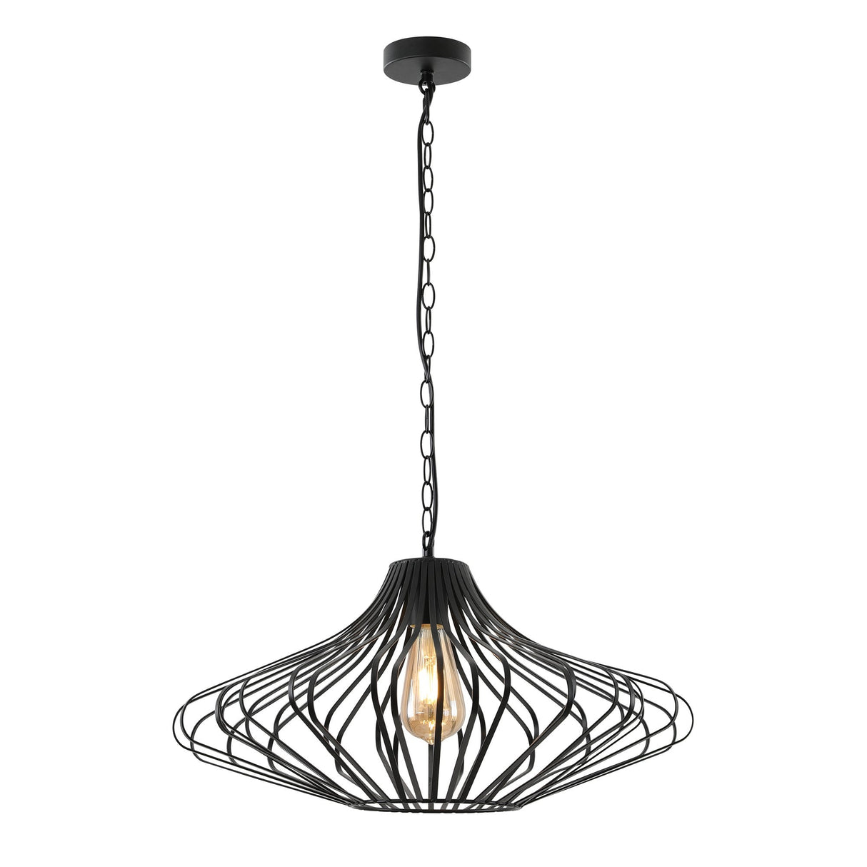 Sleek Matte Black E27 Pendant Light Fixture