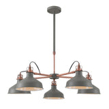 Modern Elegant 5-Light Pendant, E27, Sand Grey/Copper Accent