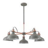 Modern Elegant 5-Light Pendant, E27, Sand Grey/Copper Accent