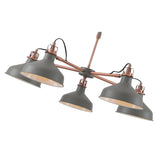 Modern Elegant 5-Light Pendant, E27, Sand Grey/Copper Accent