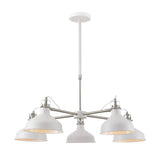 Elegant Telescopic 5-Light Chandelier, Sand White & Satin Nickel Finish