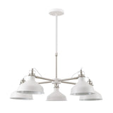 Elegant Telescopic 5-Light Chandelier, Sand White & Satin Nickel Finish
