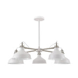 Elegant Telescopic 5-Light Chandelier, Sand White & Satin Nickel Finish