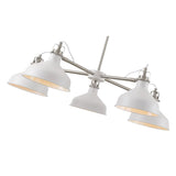 Elegant Telescopic 5-Light Chandelier, Sand White & Satin Nickel Finish