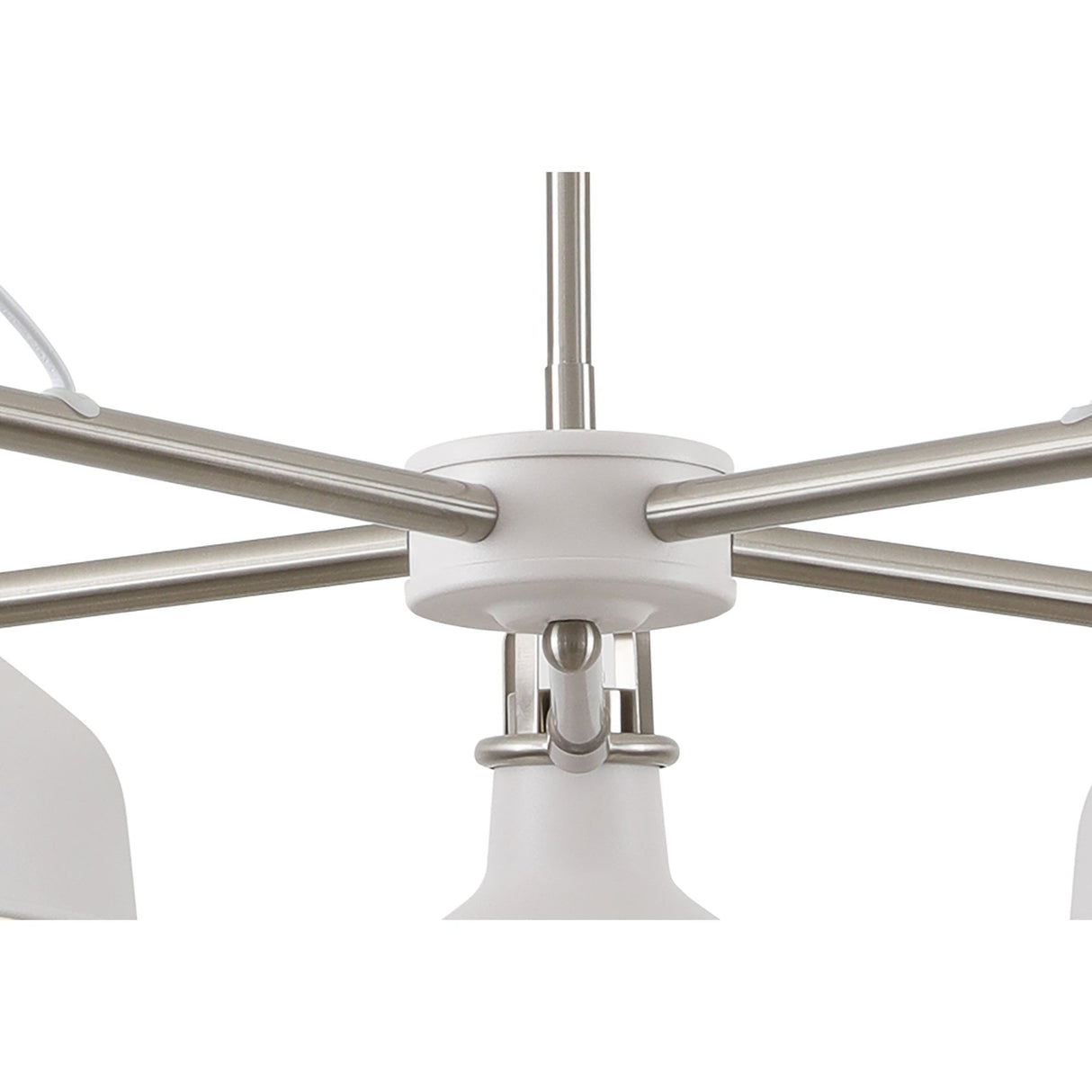 Elegant Telescopic 5-Light Chandelier, Sand White & Satin Nickel Finish