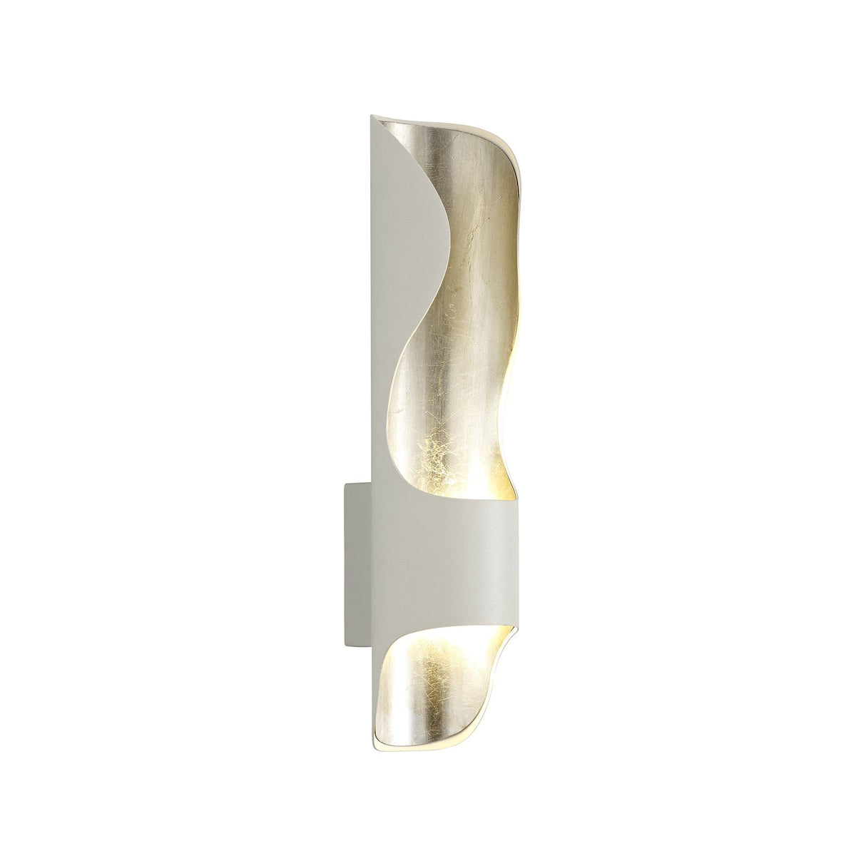 Elegant Wall Lamp with Integrated 8W LED, White & Silver Leaf Finish, 3000K Warm Glow