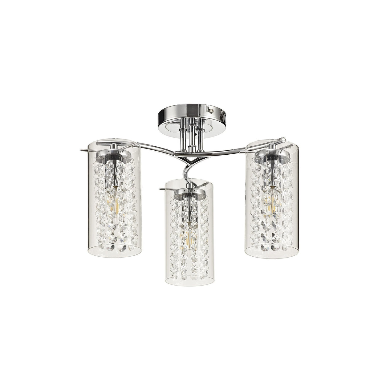 Radiant Elegance Semi-Flush Ceiling Light with Crystal Glass Detailing
