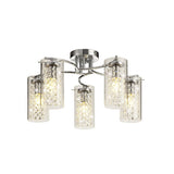 Elegance Crystal Glass Ceiling Light, 5 x E14, Polished Chrome Finish