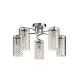 Elegance Crystal Glass Ceiling Light, 5 x E14, Polished Chrome Finish