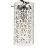 Elegance Crystal Glass Ceiling Light, 5 x E14, Polished Chrome Finish