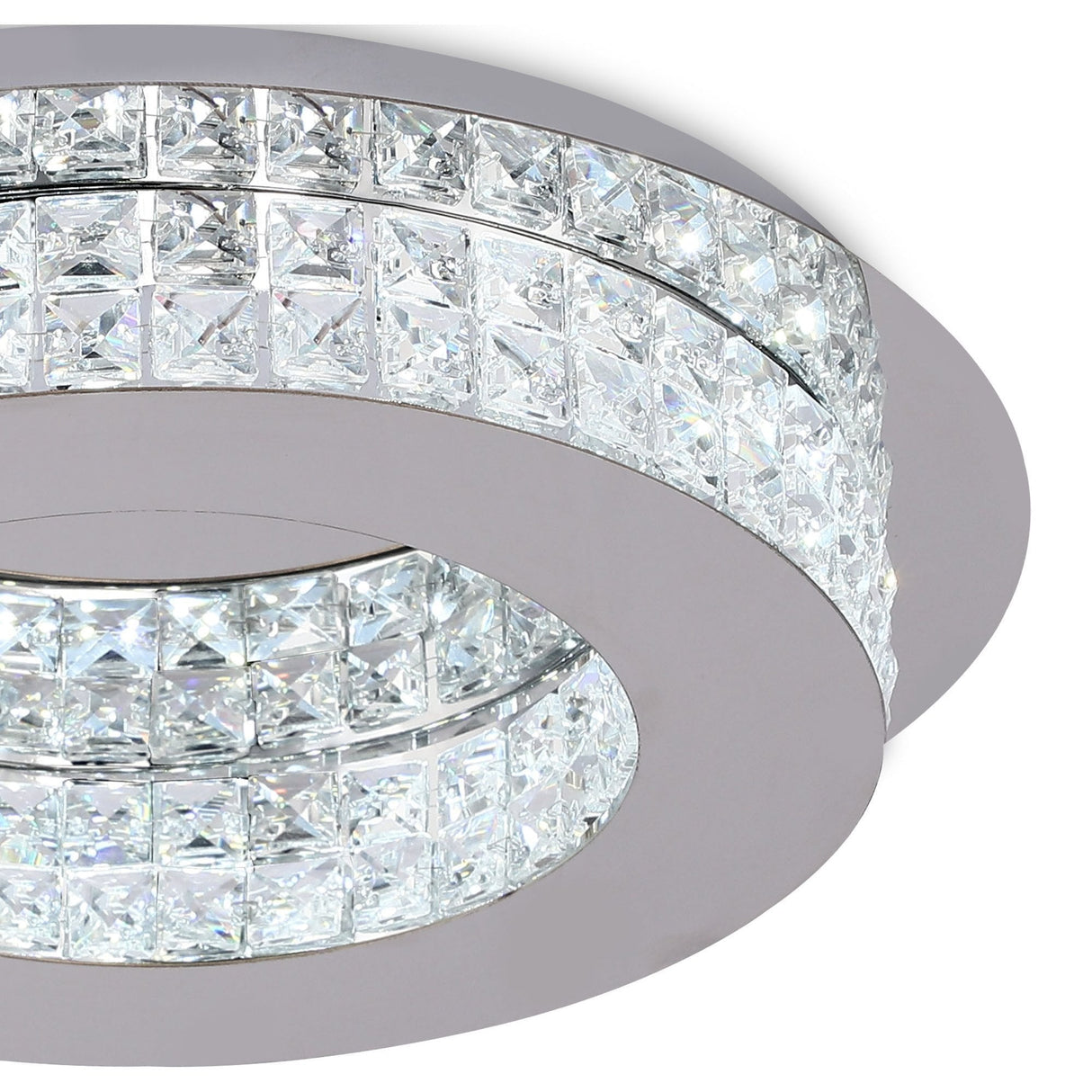 Elegant 18W LED Ceiling Light in Polished Chrome and Crystal, 4000K, 418lm, 3-Year Warranty