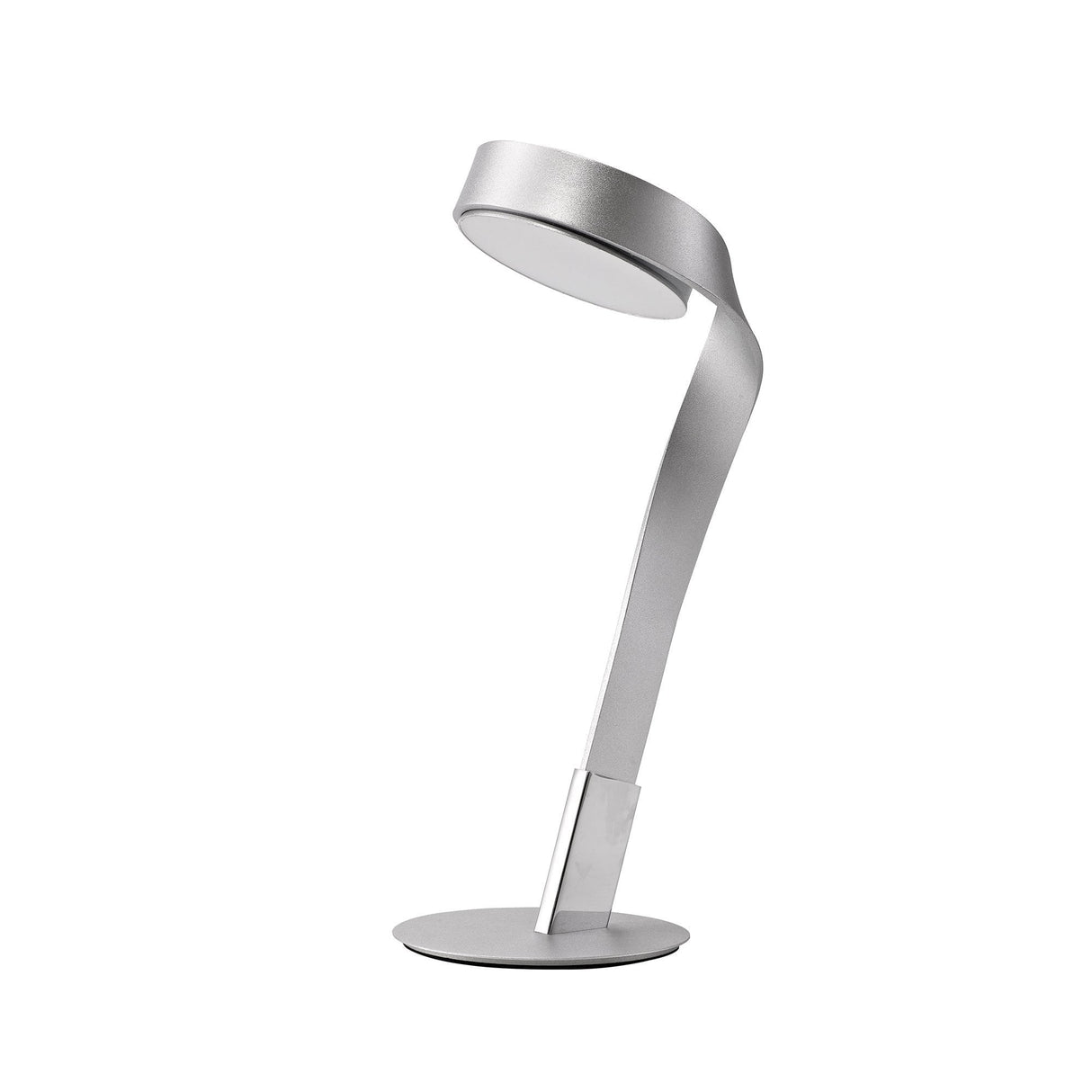 Contemporary Silver & Polished Chrome LED Table Lamp, 10W, 3000K, Frosted White Shade, 3-Year Warranty