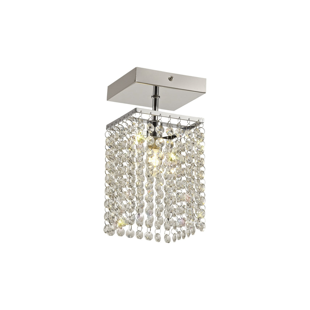 Elegant Crystal Ceiling Light, Polished Chrome Finish, IP44 Rated