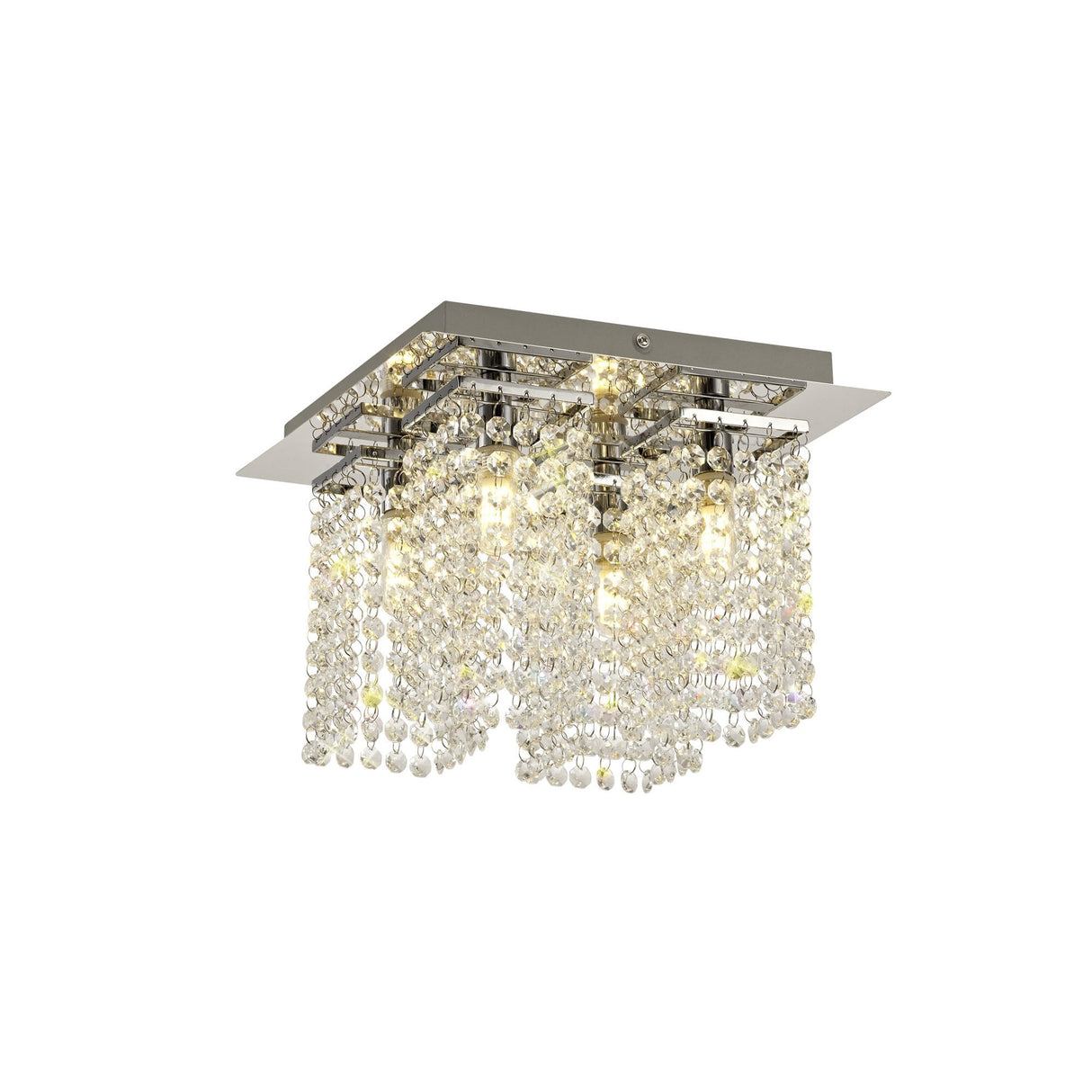 Contemporary Chrome Crystal Ceiling Light, 4 x G9, IP44