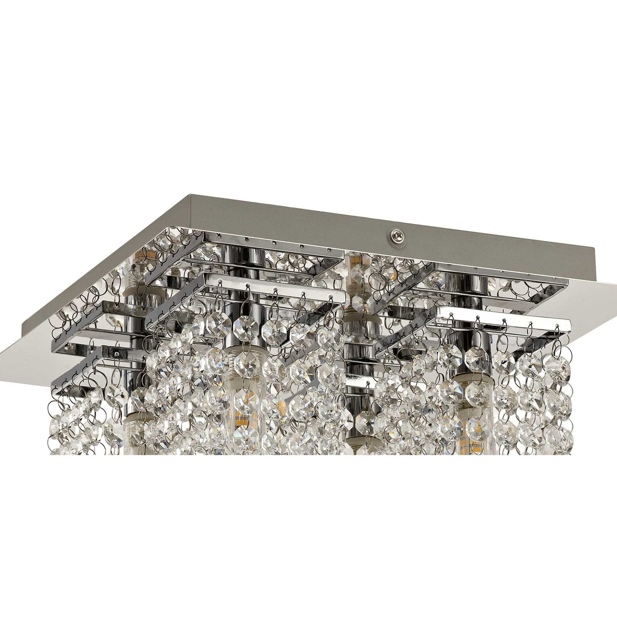 Contemporary Chrome Crystal Ceiling Light, 4 x G9, IP44