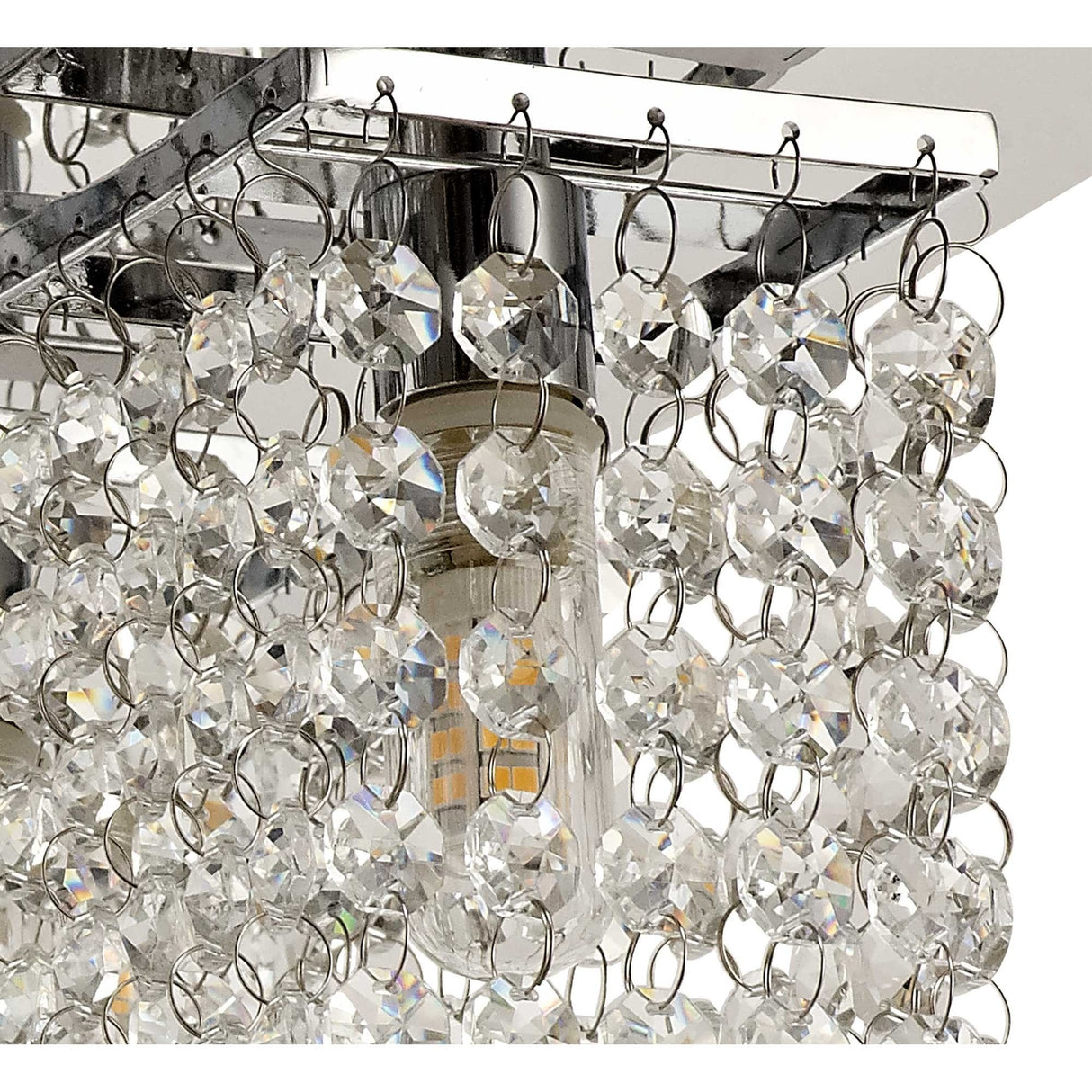 Contemporary Chrome Crystal Ceiling Light, 4 x G9, IP44