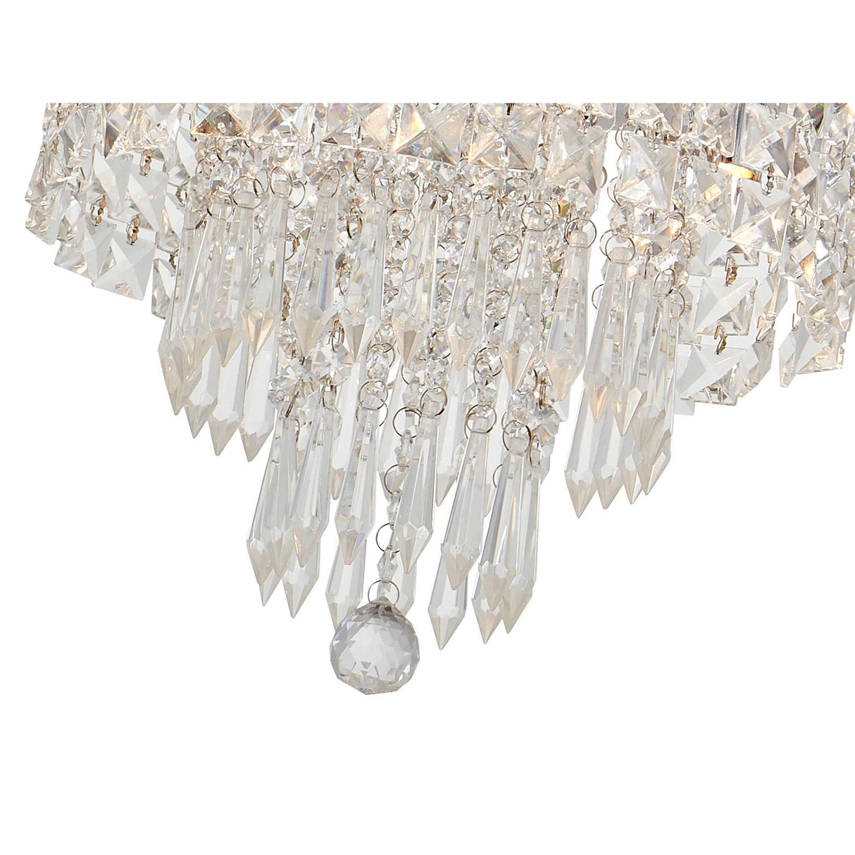 Elegant 4-Light Crystal Ceiling Fixture, Polished Chrome Finish