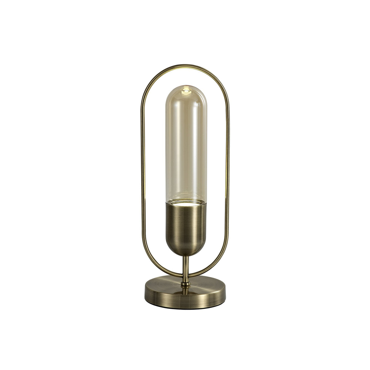 Antique Brass & Amber LED Table Lamp, 4000K, with Inline Switch, 3-Year Warranty