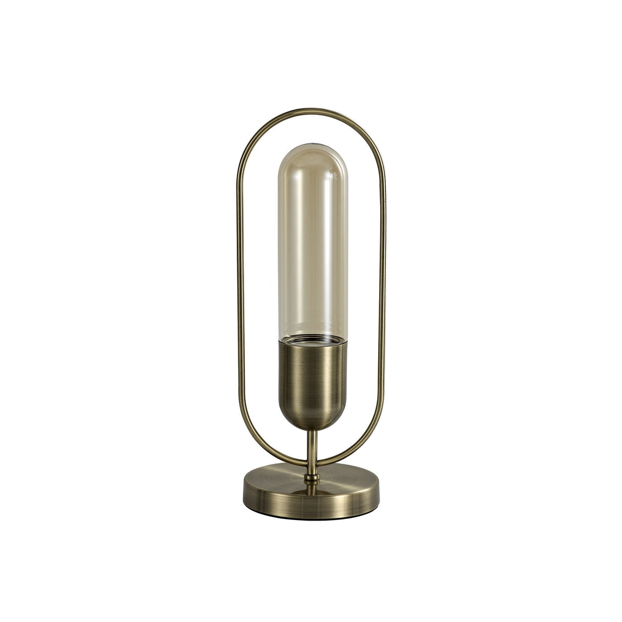 Antique Brass & Amber LED Table Lamp, 4000K, with Inline Switch, 3-Year Warranty