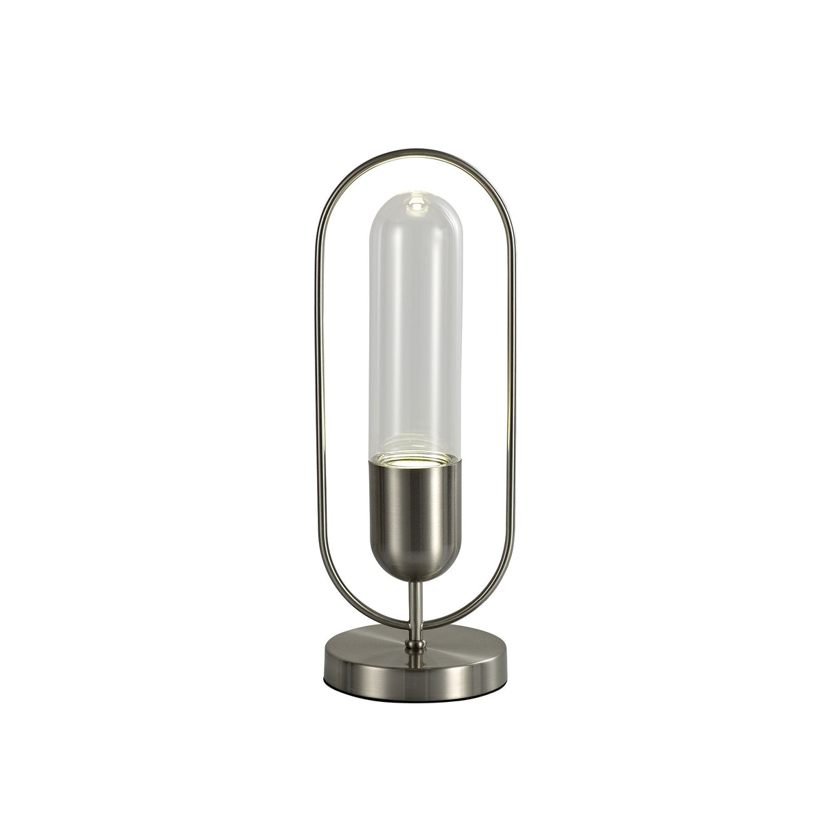 Elegant Satin Nickel Table Lamp with Clear Shade, 7W LED, 4000K, 790 Lumens, 3-Year Warranty