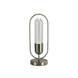 Elegant Satin Nickel Table Lamp with Clear Shade, 7W LED, 4000K, 790 Lumens, 3-Year Warranty