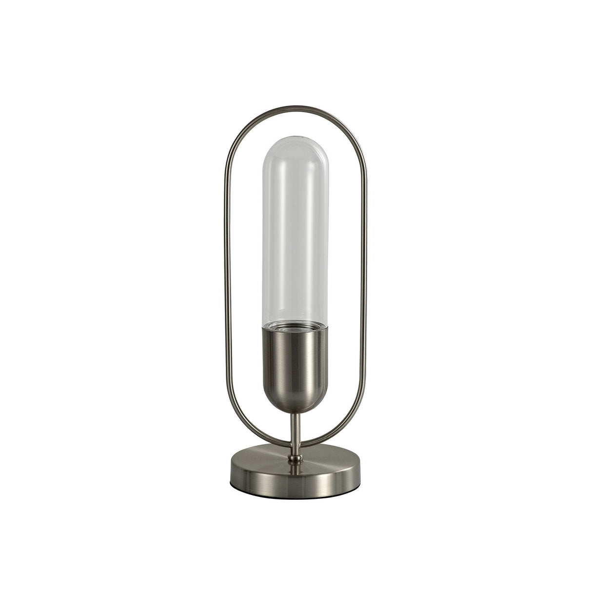 Elegant Satin Nickel Table Lamp with Clear Shade, 7W LED, 4000K, 790 Lumens, 3-Year Warranty