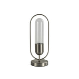Elegant Satin Nickel Table Lamp with Clear Shade, 7W LED, 4000K, 790 Lumens, 3-Year Warranty