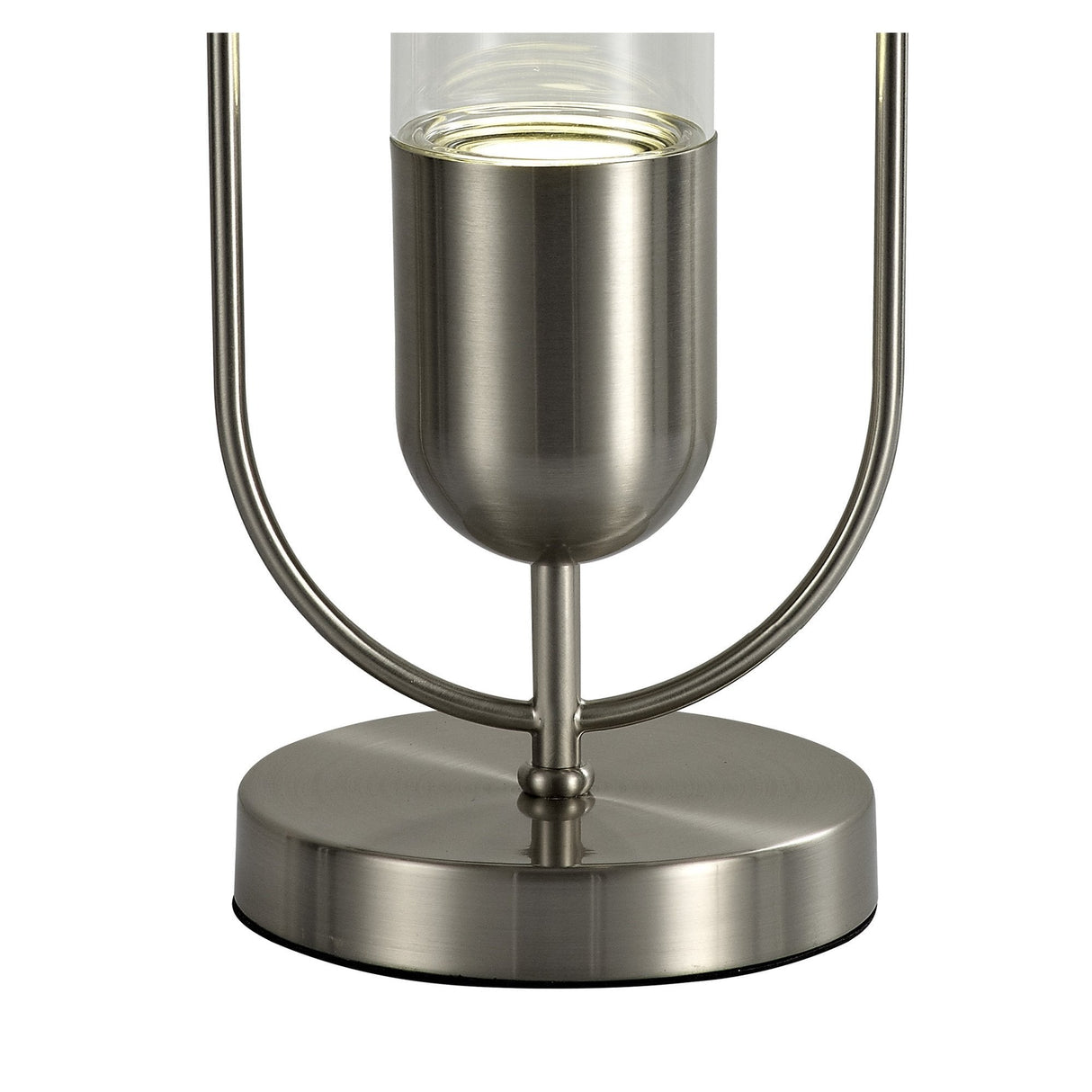 Elegant Satin Nickel Table Lamp with Clear Shade, 7W LED, 4000K, 790 Lumens, 3-Year Warranty