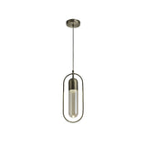 Antique Brass Pendant Light with Amber Shade, 7W LED, 4000K, 790lm, 3-Year Warranty