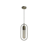 Antique Brass Pendant Light with Amber Shade, 7W LED, 4000K, 790lm, 3-Year Warranty