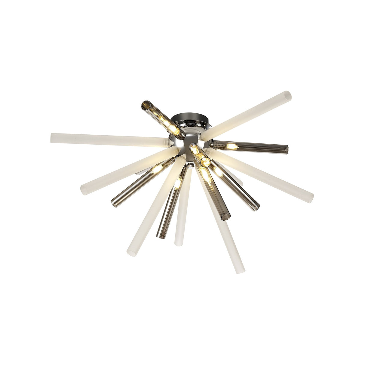 Polished Chrome 8-Light Semi-Flush Mount with Smoked and Frosted Glass