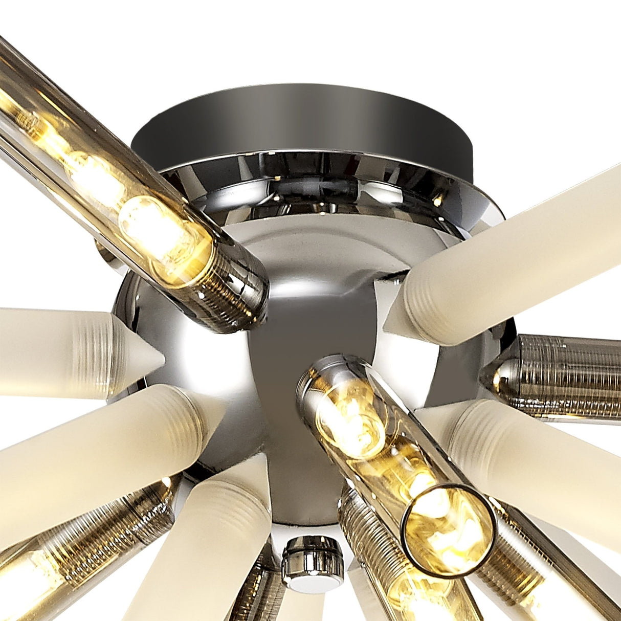 Polished Chrome 8-Light Semi-Flush Mount with Smoked and Frosted Glass