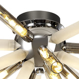 Polished Chrome 8-Light Semi-Flush Mount with Smoked and Frosted Glass