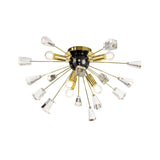 Modern Brushed Gold & Black Sputnik Chandelier with Clear Crystal Accents