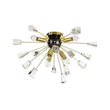 Modern Brushed Gold & Black Sputnik Chandelier with Clear Crystal Accents