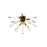 Modern Brushed Gold & Black Sputnik Chandelier with Clear Crystal Accents