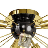 Modern Brushed Gold & Black Sputnik Chandelier with Clear Crystal Accents