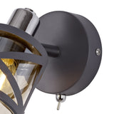 Modern Accent Spotlight in Matt Grey and Polished Chrome with Cognac Shade