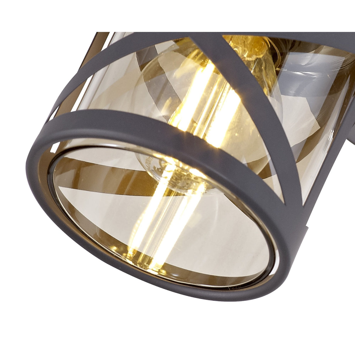 Modern Accent Spotlight in Matt Grey and Polished Chrome with Cognac Shade