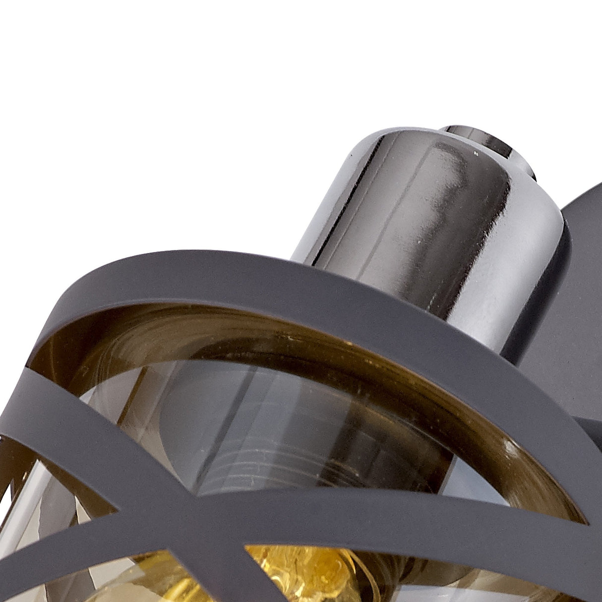 Modern Accent Spotlight in Matt Grey and Polished Chrome with Cognac Shade