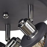 Triple Fixture Round Spotlight in Matte Grey and Polished Chrome with Cognac Shades