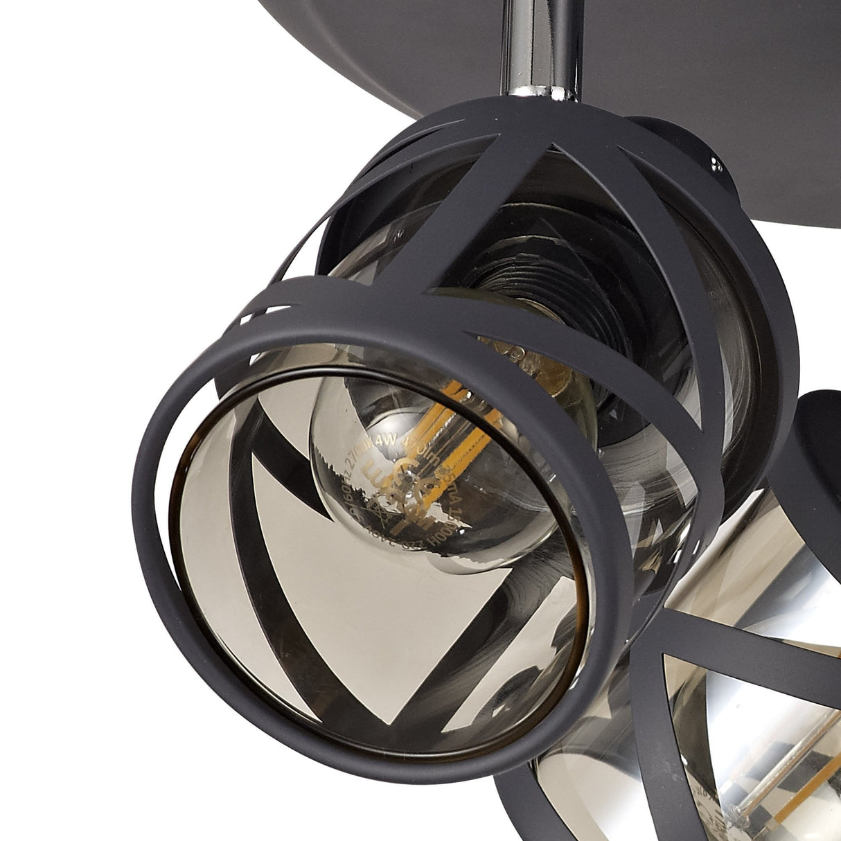 Triple Fixture Round Spotlight in Matte Grey and Polished Chrome with Cognac Shades